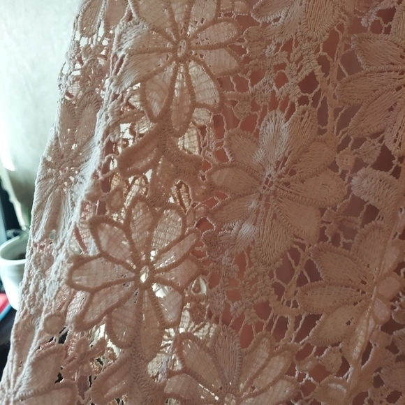 Chelsea28 pink bomber jacket with floral crochet back Sz small - Picture 2 of 9